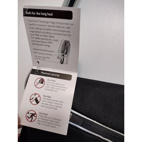 NEW Magellans VaultPro Travel Tech Messenger Bag, Black RFID Blocking Security - Picture 6 of 10